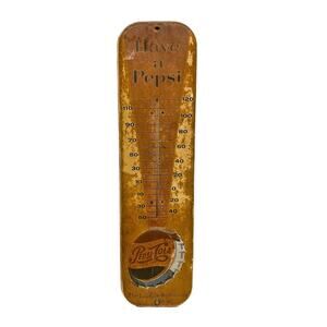 Vintage 1957 Advertising Have A Pepsi Tin Wall Thermometer